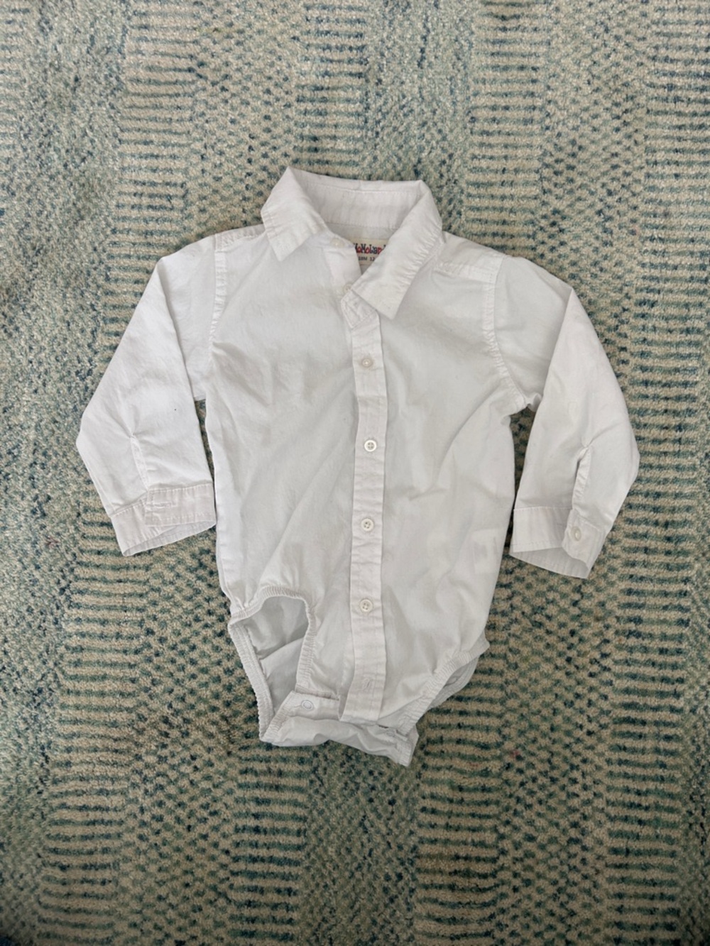 White Button-Front Baby Boy Shirt Onesie